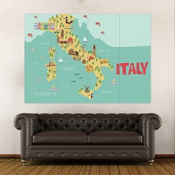 Kid Country Map Italy Block Giant Wall Art Poster (P-2151)