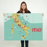 Kid Country Map Italy Block Giant Wall Art Poster