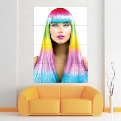 The Rainbow Colorful Hair Block Giant Wall Art Poster (P-2152)