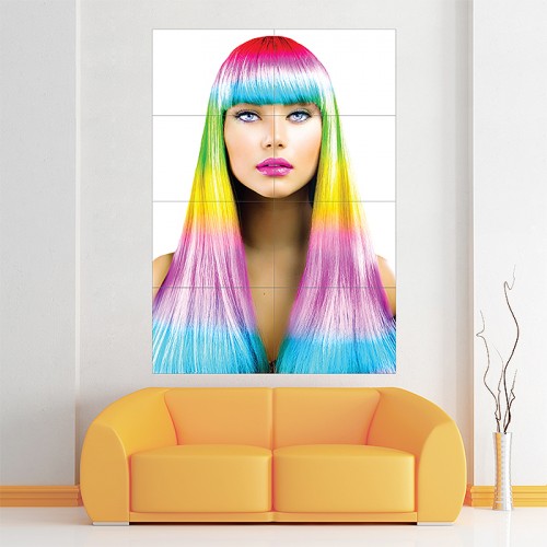 Die schön bunte Haare Wand-Kunstdruck Riesenposter 