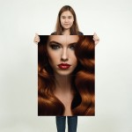 Red Lips Waves Closeup Hair  Wand-Kunstdruck Riesenposter 