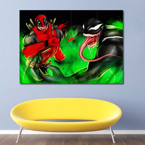 Deadpool vs Venom Block Giant Wall Art Poster