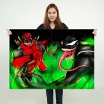 Deadpool vs Venom Block Giant Wall Art Poster