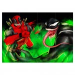 Deadpool vs Venom Block Giant Wall Art Poster