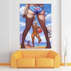 Overwatch Junkrat D.Va on Beach  Wand-Kunstdruck Riesenposter (P-2224)