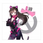 Overwatch D.Va Bodysuit Animal ears  Wand-Kunstdruck Riesenposter 