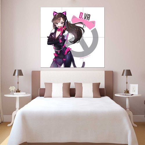 Overwatch D.Va Bodysuit Animal ears  Wand-Kunstdruck Riesenposter 