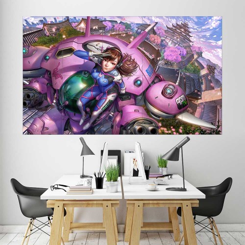 Overwatch D.Va Game Girl Block Giant Wall Art Poster 