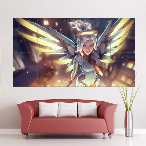 โปสเตอร์ ขนาดใหญ่ เกมส์ Overwatch Mercy Angel