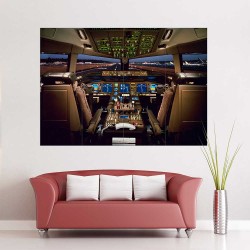 Boeing 777 Cockpit Airplane  Block Giant Wall Art Poster (P-2411)