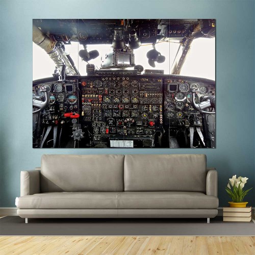 Aircraf Airplane Cockpit Flight Deck Block Giant Wall Art Poster