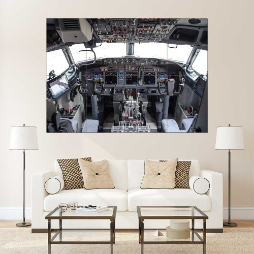 Boeing 737 800 Cockpit Flight Deck Block Giant Wall Art Poster