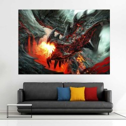 Feuer Drache Dragon Fantasy Myth Gothic Magic  Wand-Kunstdruck Riesenposter (P-2493)