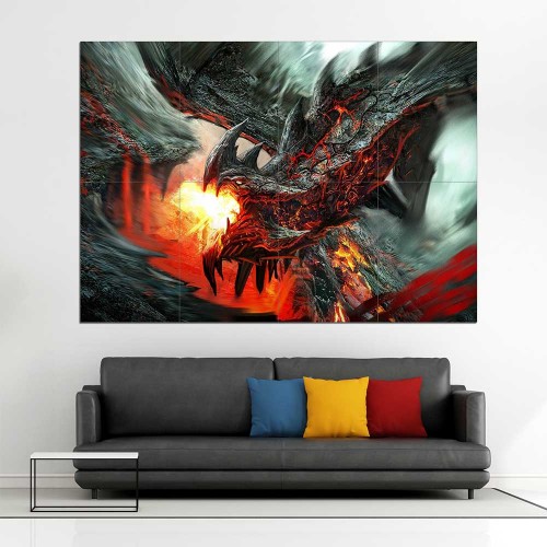 Feuer Drache Dragon Fantasy Myth Gothic Magic  Wand-Kunstdruck Riesenposter