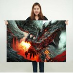 Feuer Drache Dragon Fantasy Myth Gothic Magic  Wand-Kunstdruck Riesenposter