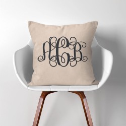 Personalized  Monogram V.1  Linen Cotton throw Pillow Cover (PW-0028)