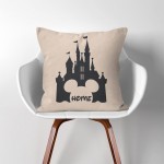 Home Disney Castle Mickey Mouse  Linen Cotton throw Pillow Cover