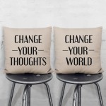 ปลอกหมอนคู่ ลาย Change your thoughts Change your world