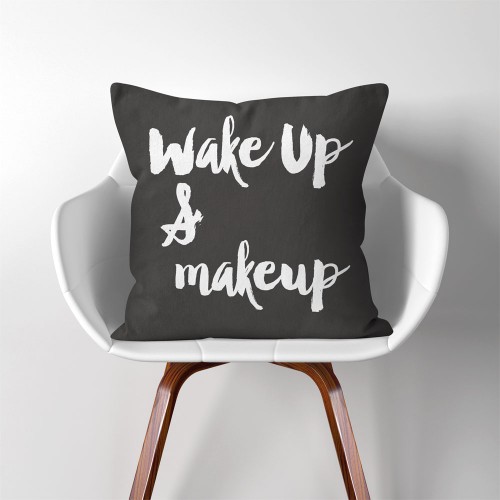 Wake Up & Make Up  Linen Cotton throw Pillow Cover