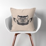 Owl V.2  Linen Cotton throw Pillow Cover