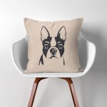 Boston Terriers Dog V.2  Linen Cotton throw Pillow Cover