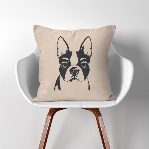 Boston Terriers Dog V.2  Linen Cotton throw Pillow Cover