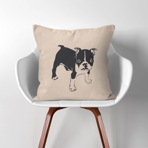 Boston Terriers Dog V.4  Linen Cotton throw Pillow Cover