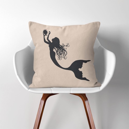 Mermaid  Linen Cotton throw Pillow Cover