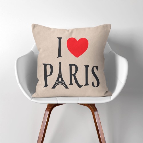 ปลอกหมอนอิง ภาพ I love Paris