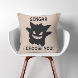 Gengar i choose you Pokemon  Linen Cotton throw Pillow Cover (PW-0227)