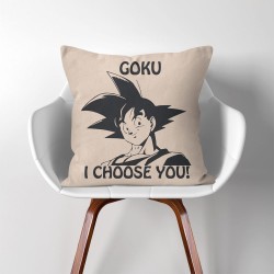 Goku I choose you Dragon Ball  Linen Cotton throw Pillow Cover (PW-0231)