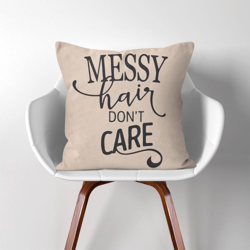 Messy Hair don't care  Linen Cotton throw Pillow Cover