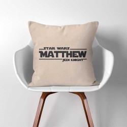 Personalized Name Star War Jedi Knight Linen Cotton throw Pillow Cover (PW-0308)