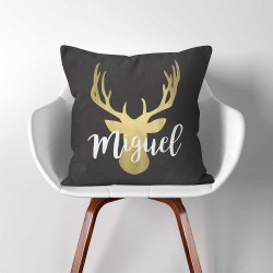 ปลอกหมอน ใส่ชื่อได้ Personalized Name Deer Antlers  (PW-0311)