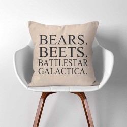 ปลอกหมอนอิง ภาพ Dwight Schrute The Office TV SHOW "Bears. Beets. Battlestar Galactica"  (PW-0358)