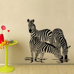 Large Animals Zebras Vinyl Wall Art Decal (WD-0020)