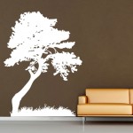 สติกเกอร์ติดผนัง รูปต้นไม้ Tree Leaves Grass Decorate Wall Tattoo