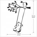 สติกเกอร์ติดผนัง  หมีห้อยบนต้นไม้ Bears on Tree Swing Wall Sticker 