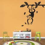 Monkey Swinging From a Branch Vinyl Wall Art Decal 