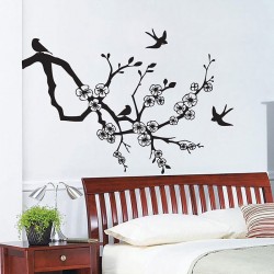 Birds on Cherry Blossom Vinyl Wall Art Decal (WD-0067)