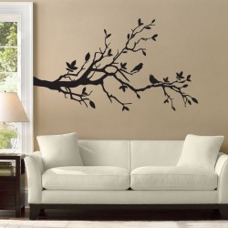 Birds on Cherry Blossom Branch Vinyl Wall Art Decal (WD-0073)