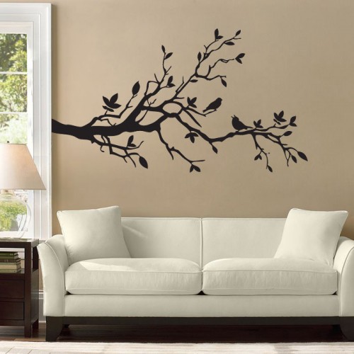 Birds on Cherry Blossom Branch Vinyl Wall Art Decal