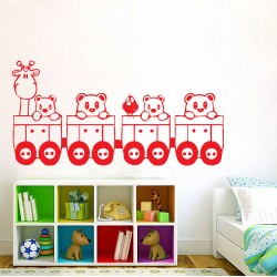 Cute Train with Animal Vinyl Wall Art Decal (WD-0079)