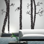 สติกเกอร์ติดผนัง Birch Tree Forest with Birds Wall Sticker