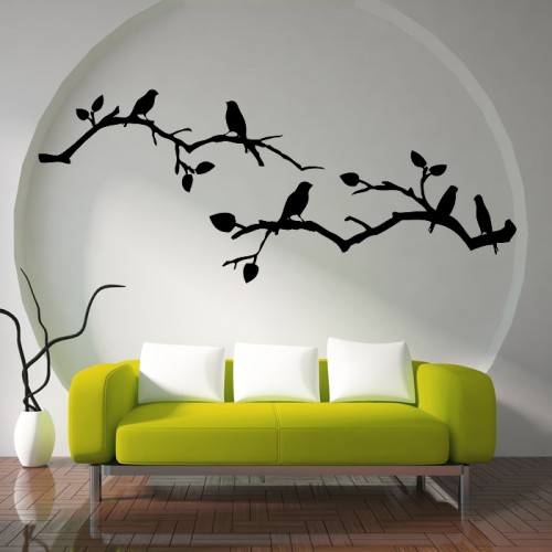 Cherry Blossom with Birds Vinyl Wall Art Decal 