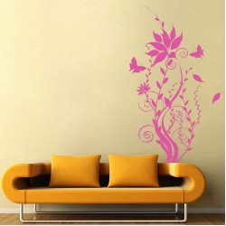 Swirl Tree with Butterfly Vinyl Wall Art Decal (WD-0129)