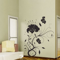 สติกเกอร์ติดผนัง Flower Swirl Wall Sticker (WD-0136)