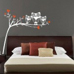 Owls On Tree Branch Vinyl Wall Art Decal 