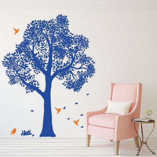 Large Tree with Birds Vinyl Wall Art Decal 