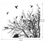 สติกเกอร์ติดผนัง Tree Branch With Birds and Dragonfly Wall art